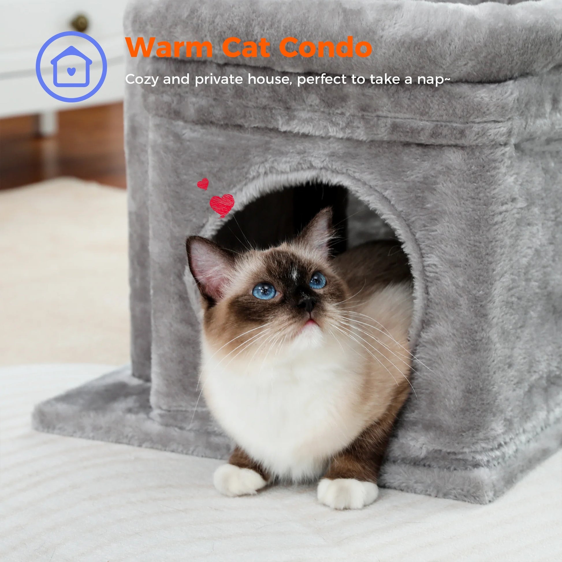 Cat Tree Condo 27" Cat Tower with Large Top Perch and Scratching Posts for Kittens and Medium Cats, Black